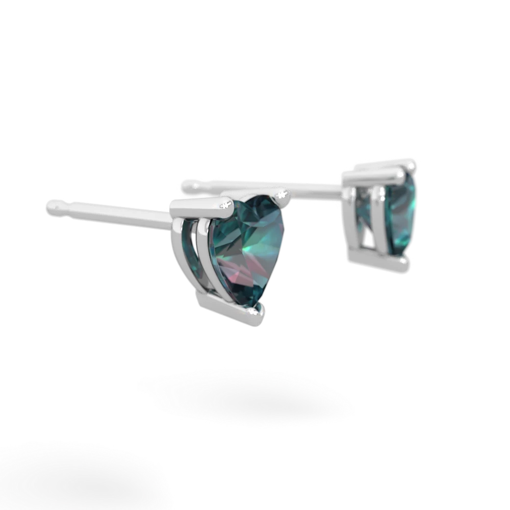 Alexandrite 5Mm Heart Stud 14K White Gold earrings E1861