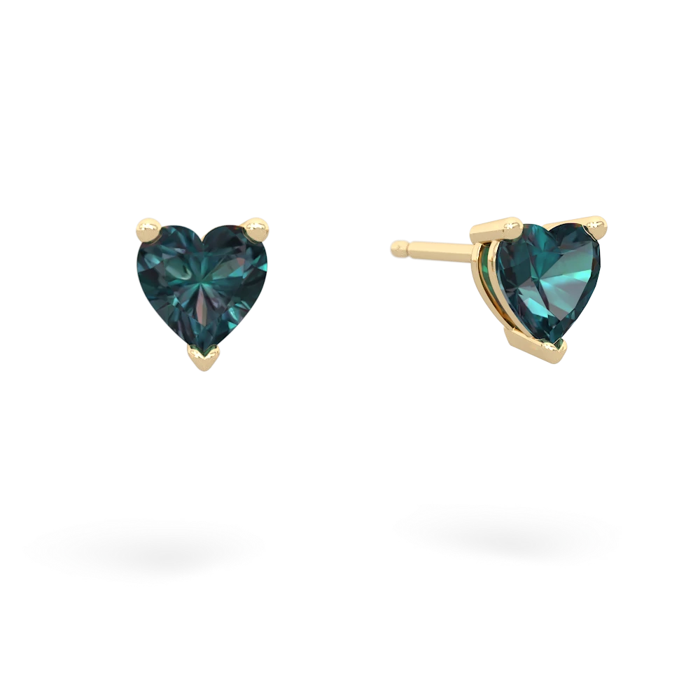 Alexandrite 5Mm Heart Stud 14K Yellow Gold earrings E1861