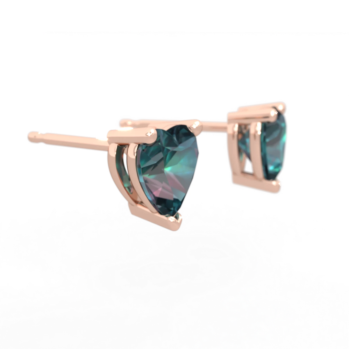 Alexandrite 6Mm Heart Stud 14K Rose Gold earrings E1862