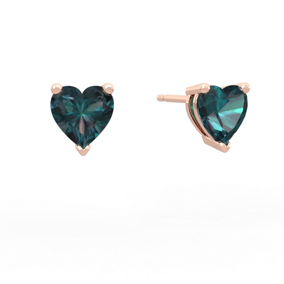 Alexandrite 6Mm Heart Stud 14K Rose Gold earrings E1862