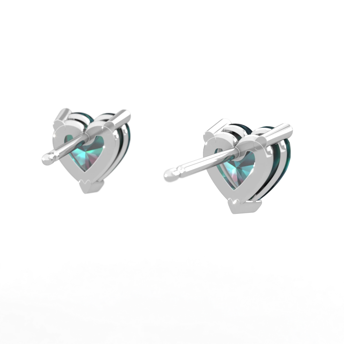 Alexandrite 6Mm Heart Stud 14K White Gold earrings E1862