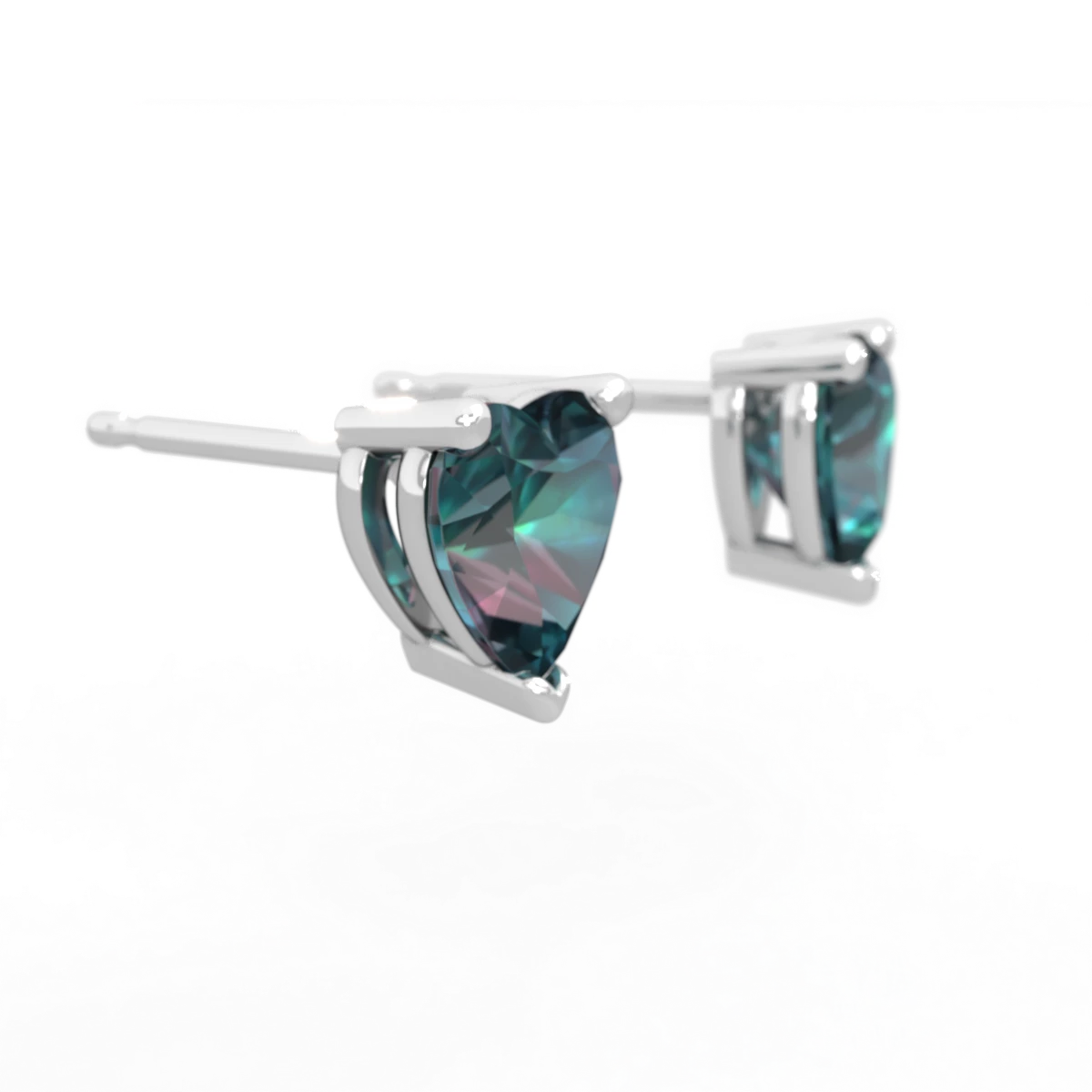 Alexandrite 6Mm Heart Stud 14K White Gold earrings E1862