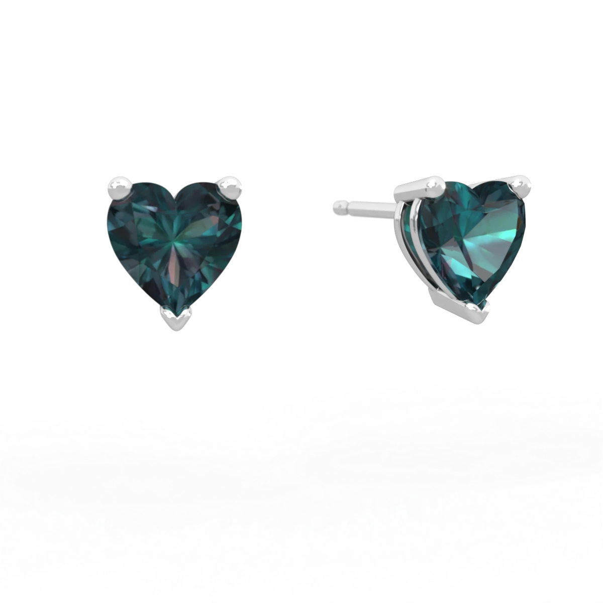 Alexandrite 6Mm Heart Stud 14K White Gold earrings E1862