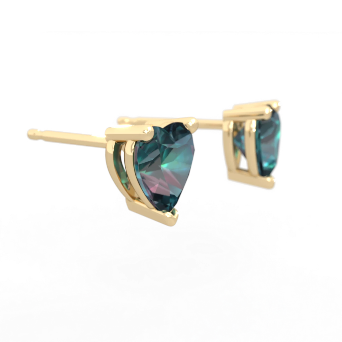Alexandrite 6Mm Heart Stud 14K Yellow Gold earrings E1862