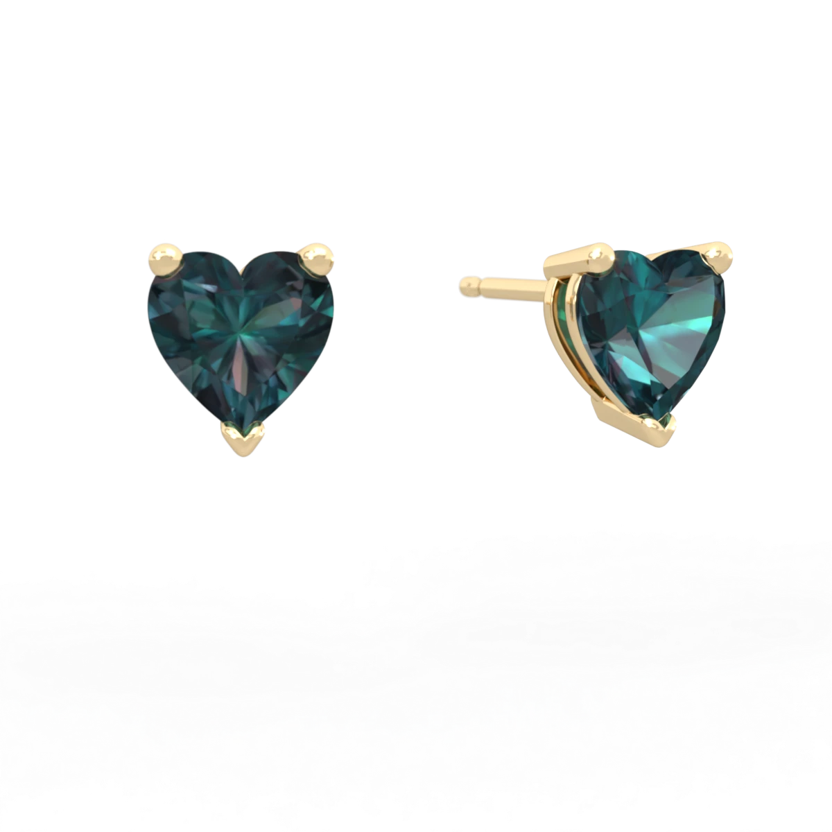 Alexandrite 6Mm Heart Stud 14K Yellow Gold earrings E1862