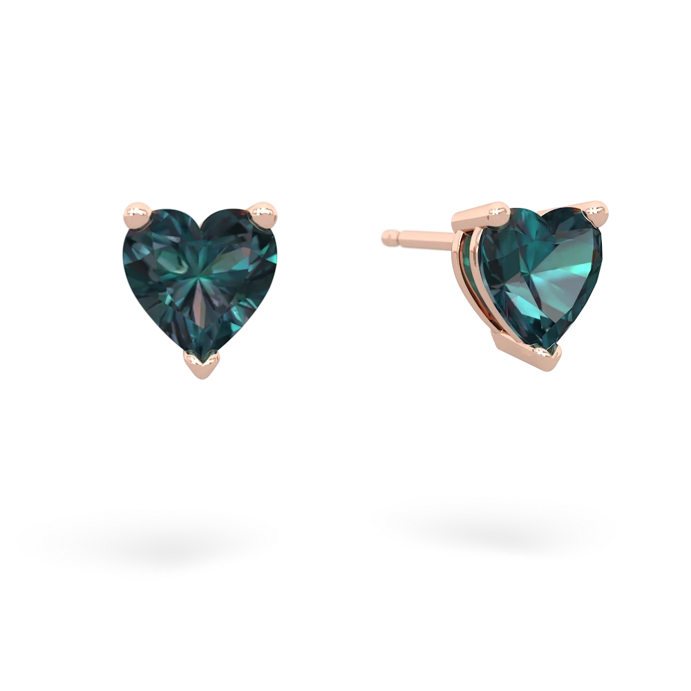 Alexandrite 6Mm Heart Stud 14K Rose Gold earrings E1862