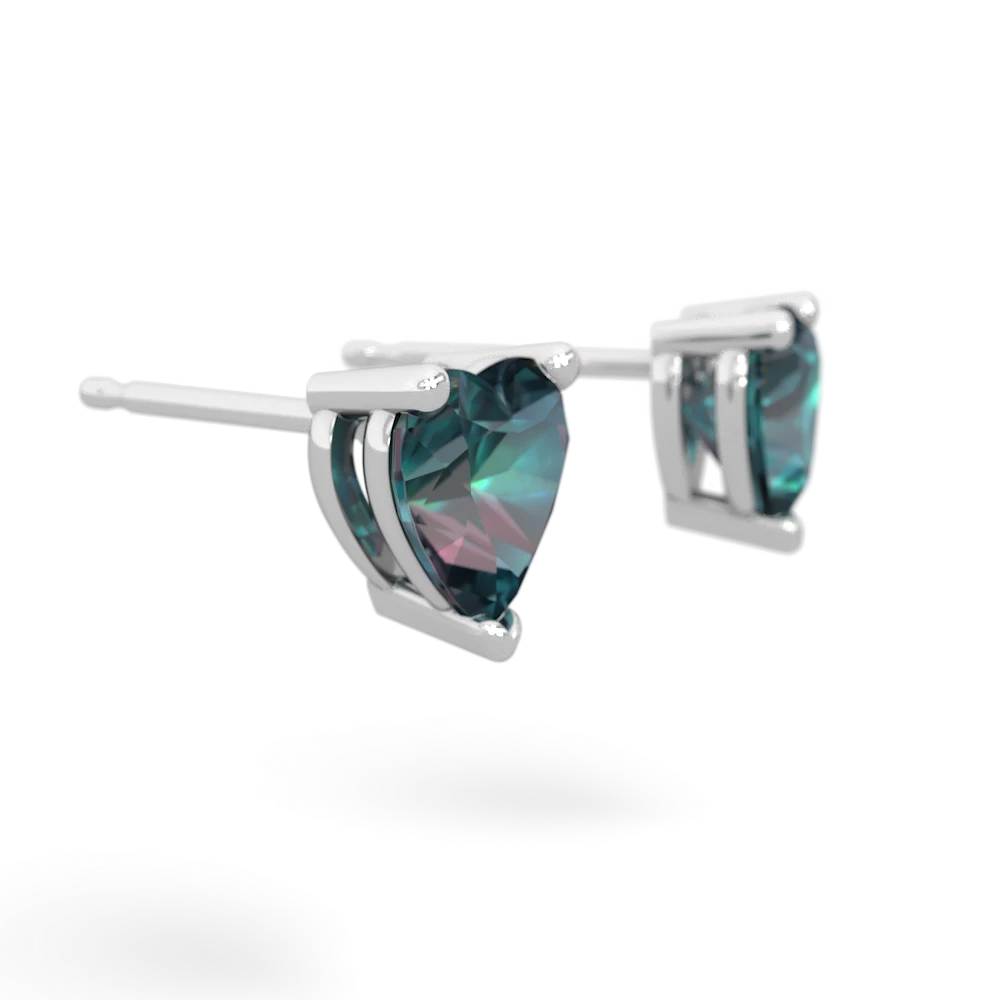 Alexandrite 6Mm Heart Stud 14K White Gold earrings E1862