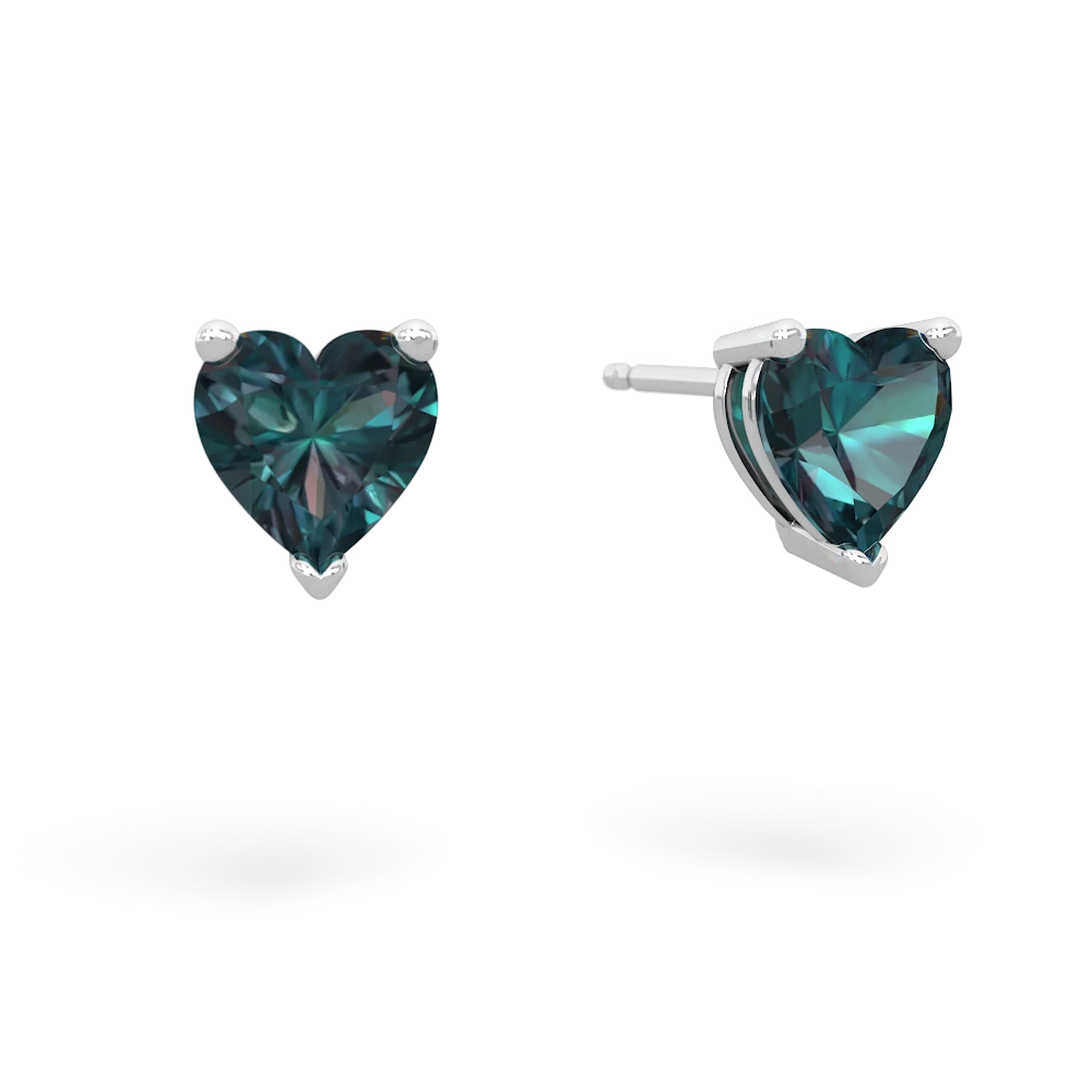 Alexandrite 6Mm Heart Stud 14K White Gold earrings E1862