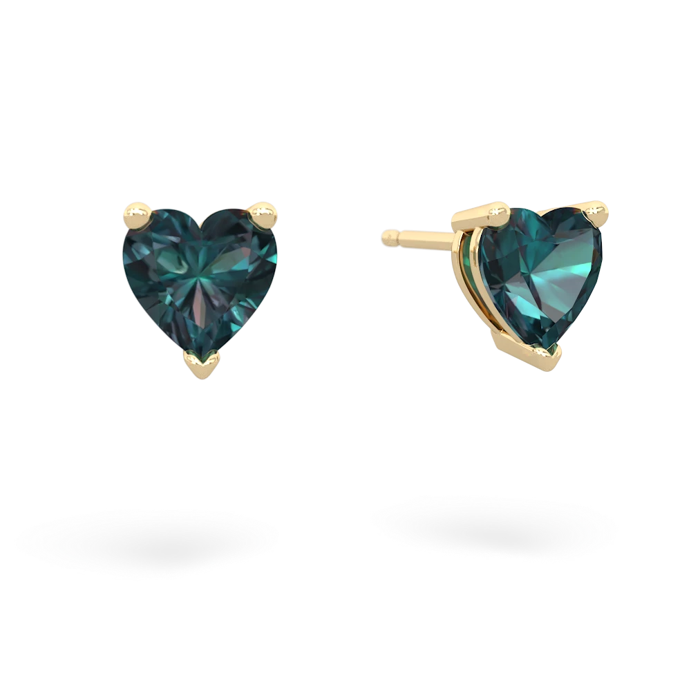 Alexandrite 6Mm Heart Stud 14K Yellow Gold earrings E1862