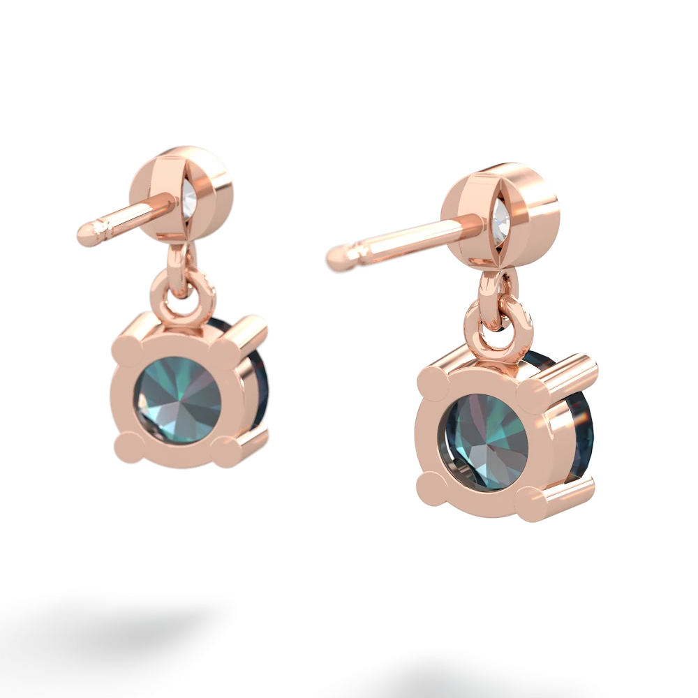 Alexandrite Diamond Drop 6Mm Round 14K Rose Gold earrings E1986