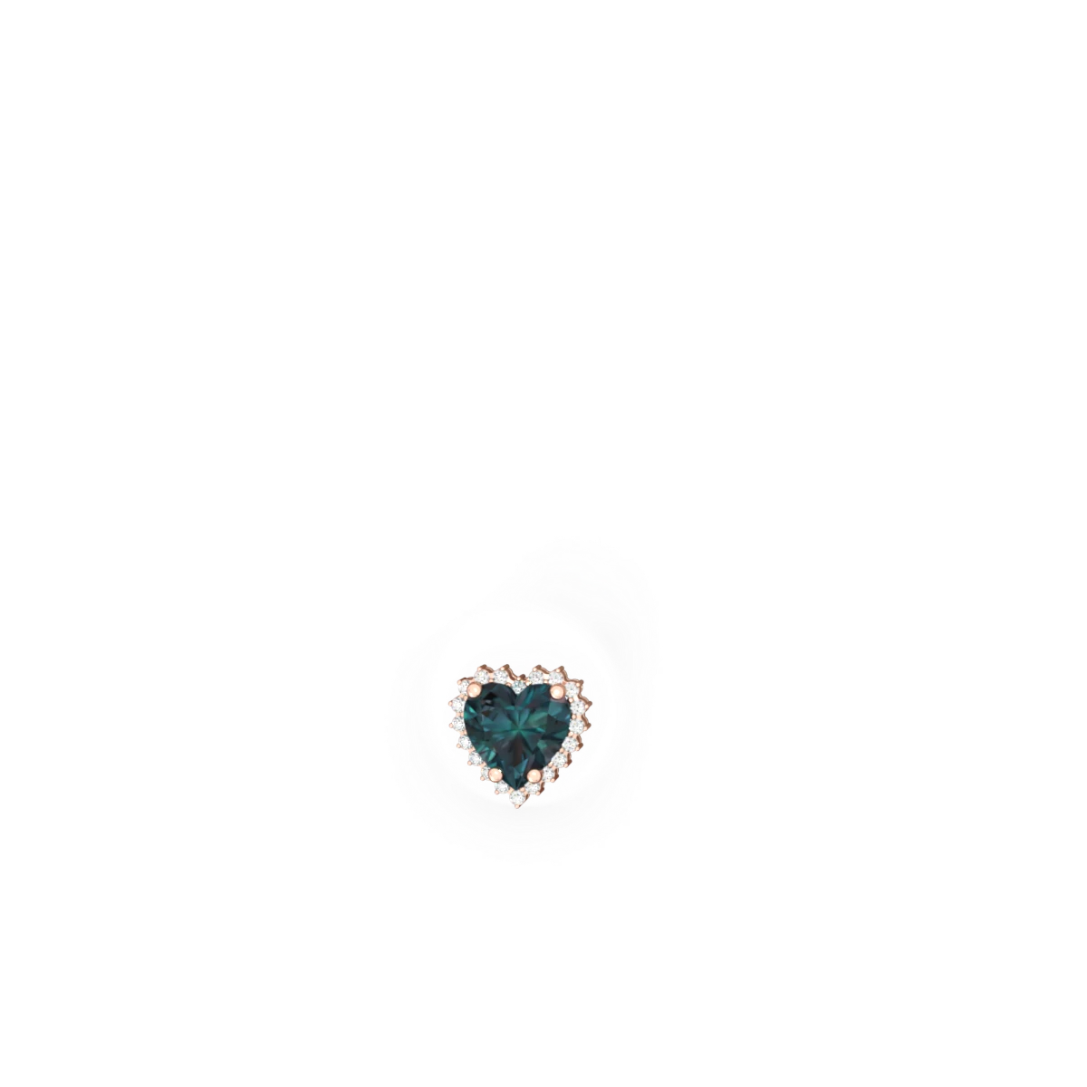 Alexandrite Sparkling Halo Heart 14K Rose Gold earrings E0391