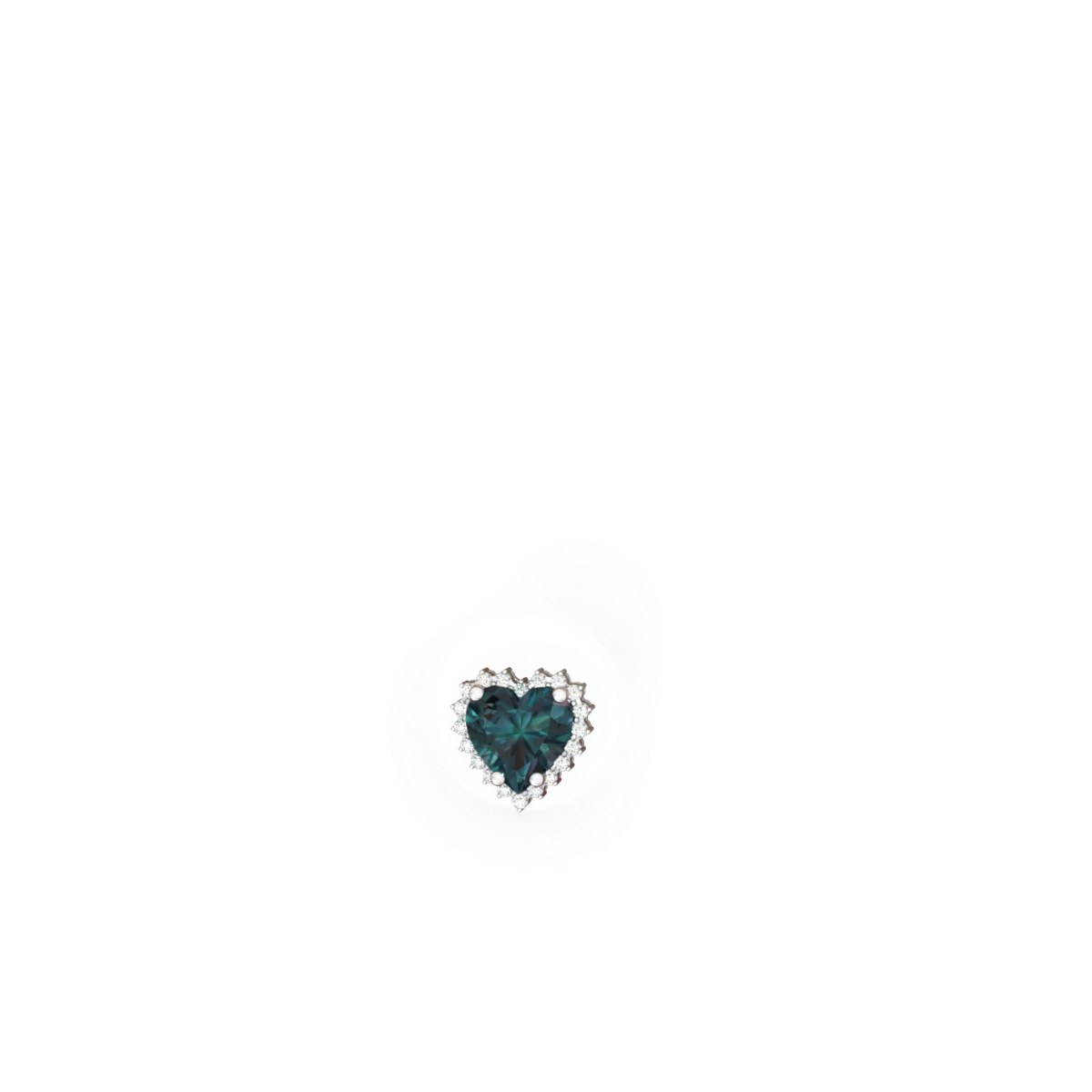 Alexandrite Sparkling Halo Heart 14K White Gold earrings E0391