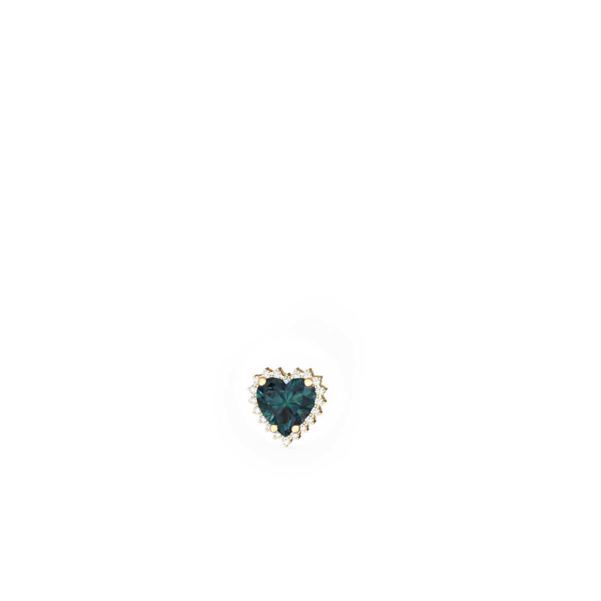 Alexandrite Sparkling Halo Heart 14K Yellow Gold earrings E0391