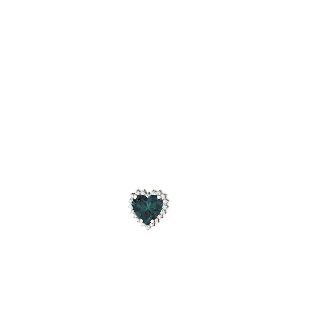 Alexandrite Sparkling Halo Heart 14K White Gold earrings E0391