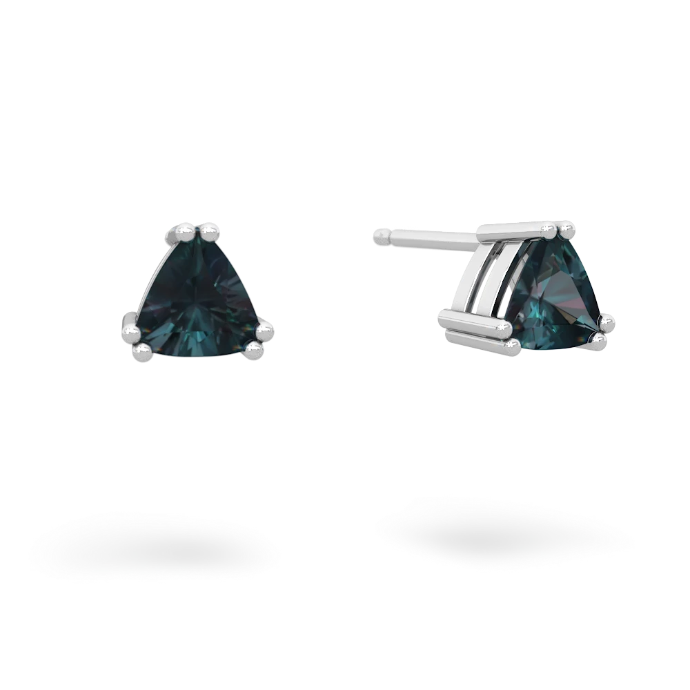 Alexandrite 5Mm Trillion Stud 14K White Gold earrings E1858