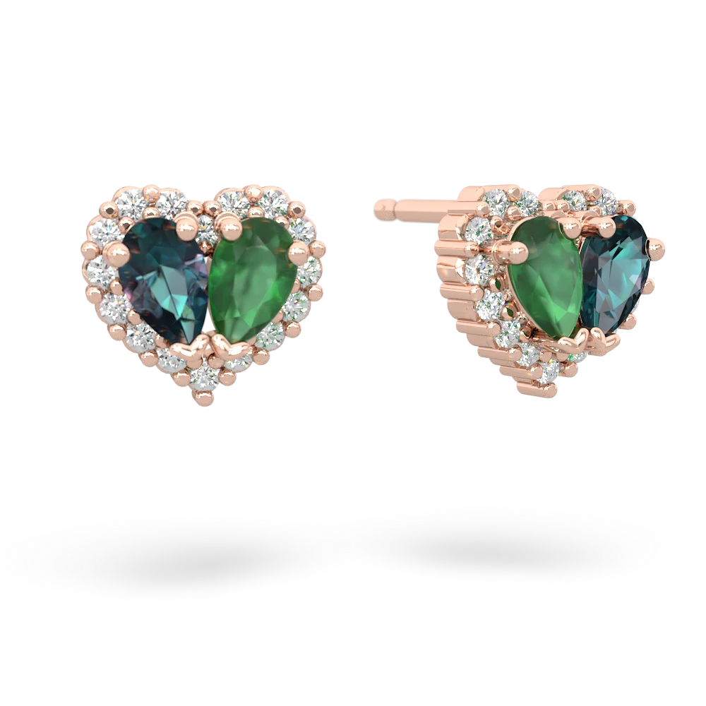 Alexandrite Halo 14K Rose Gold earrings E7008