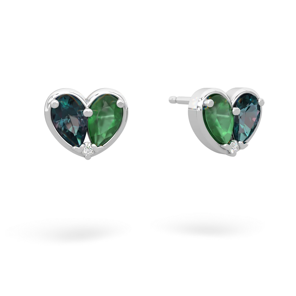 Alexandrite 'Our Heart' 14K White Gold earrings E5072