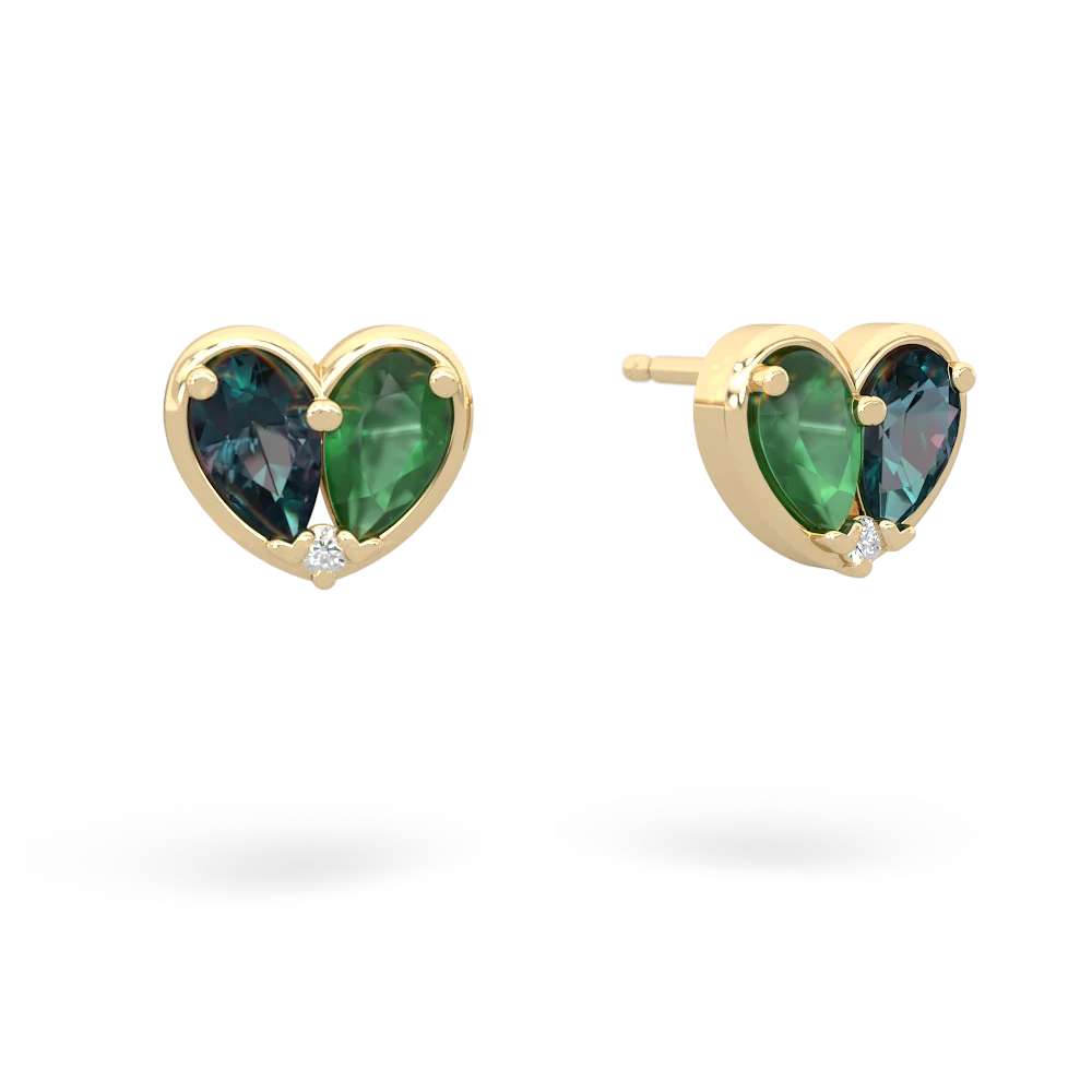 Alexandrite 'Our Heart' 14K Yellow Gold earrings E5072