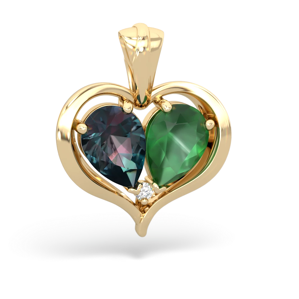 Alexandrite Two Become One 14K Yellow Gold pendant P5330