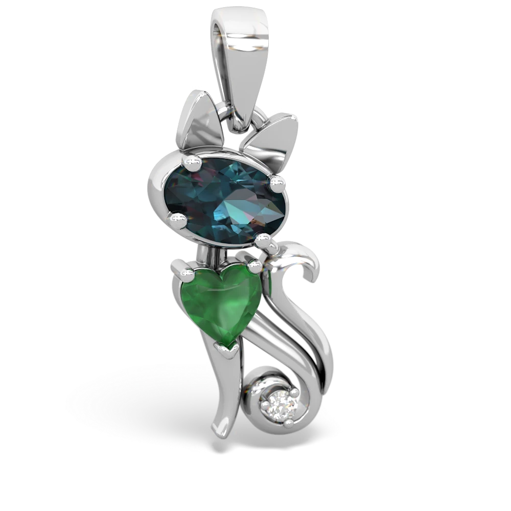 Alexandrite Kitten 14K White Gold pendant P5780