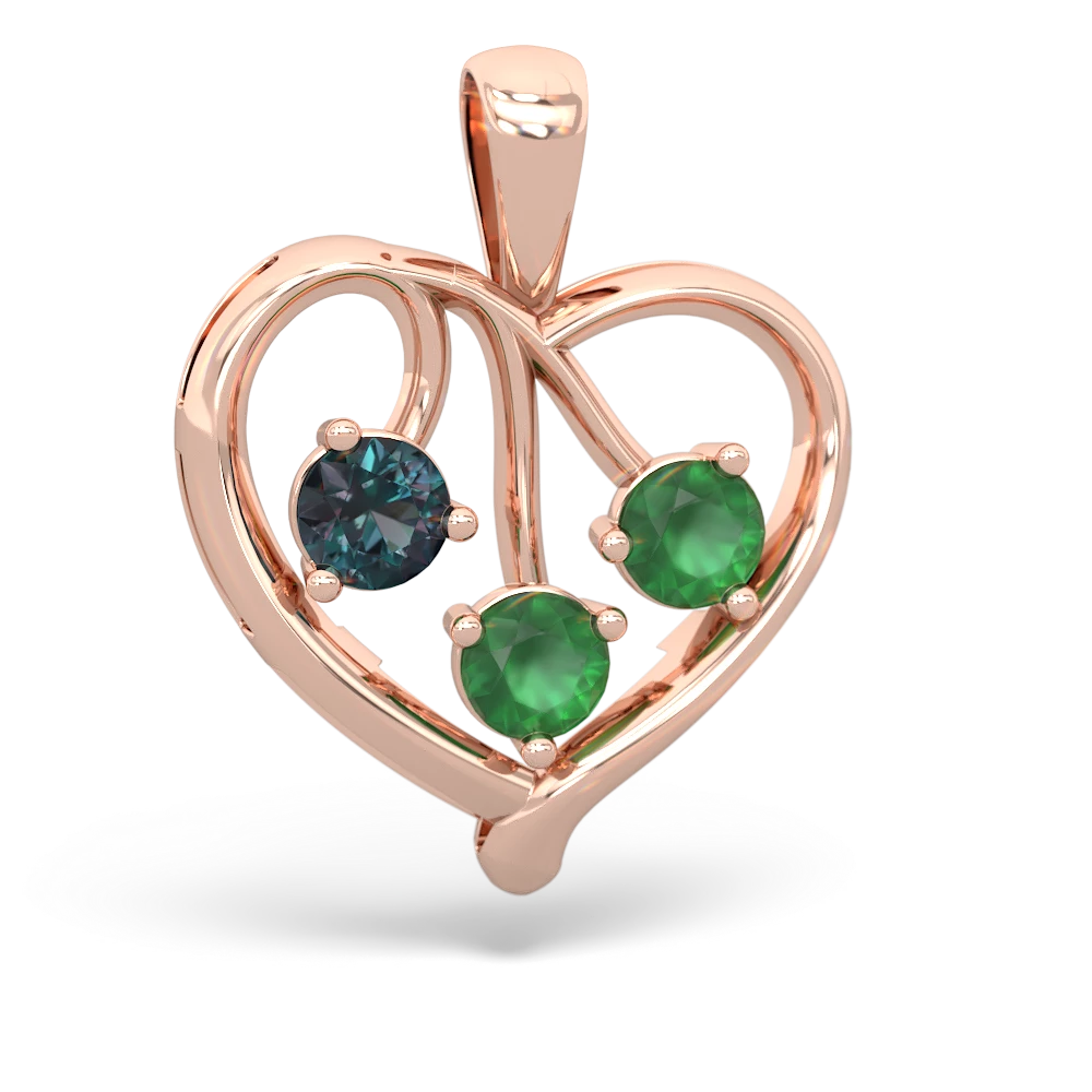 Alexandrite Glowing Heart 14K Rose Gold pendant P2233