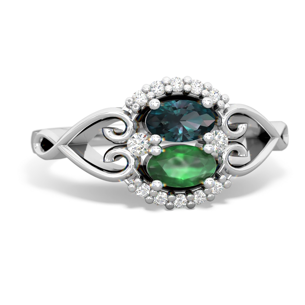 Alexandrite Love Nest 14K White Gold ring R5860