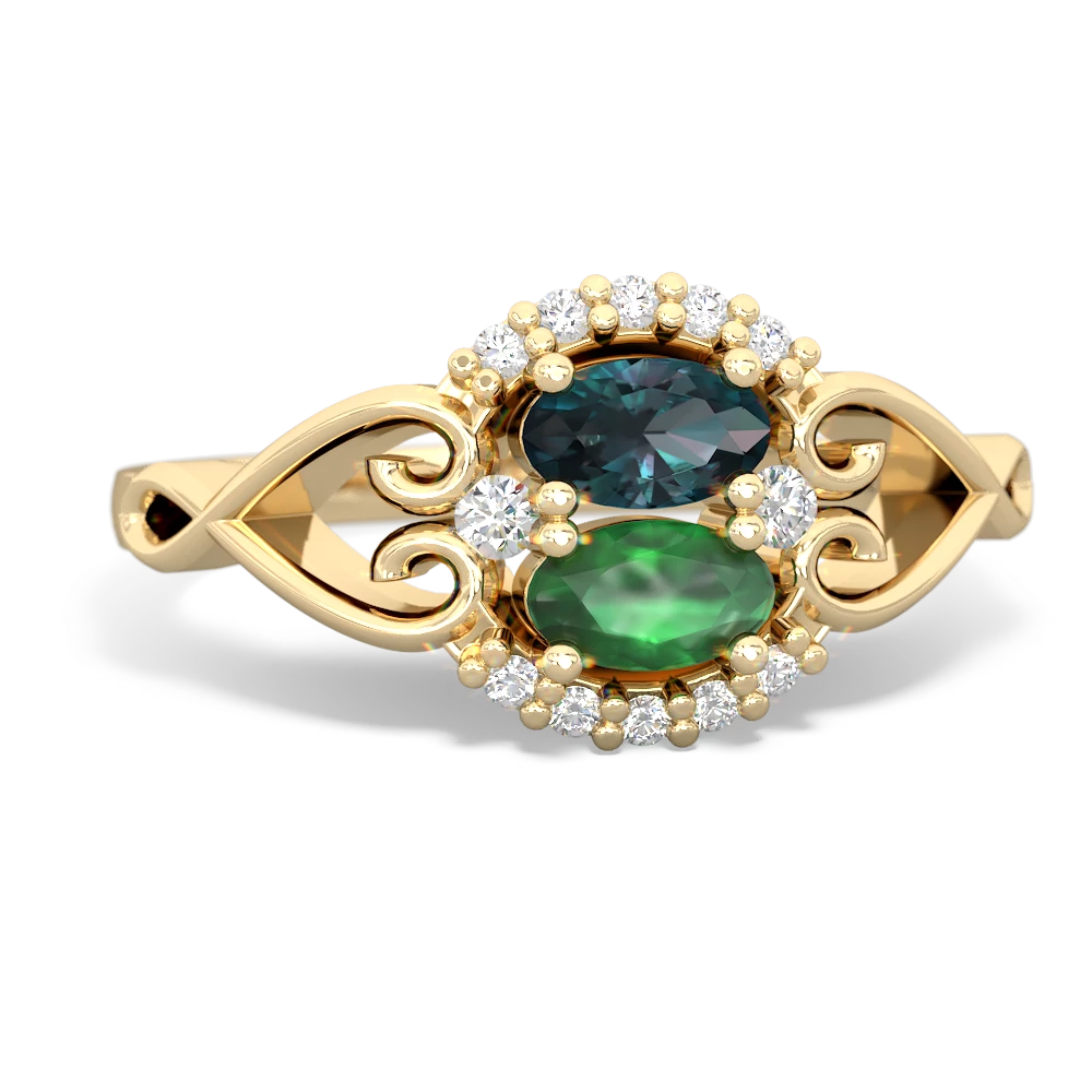 Alexandrite Love Nest 14K Yellow Gold ring R5860