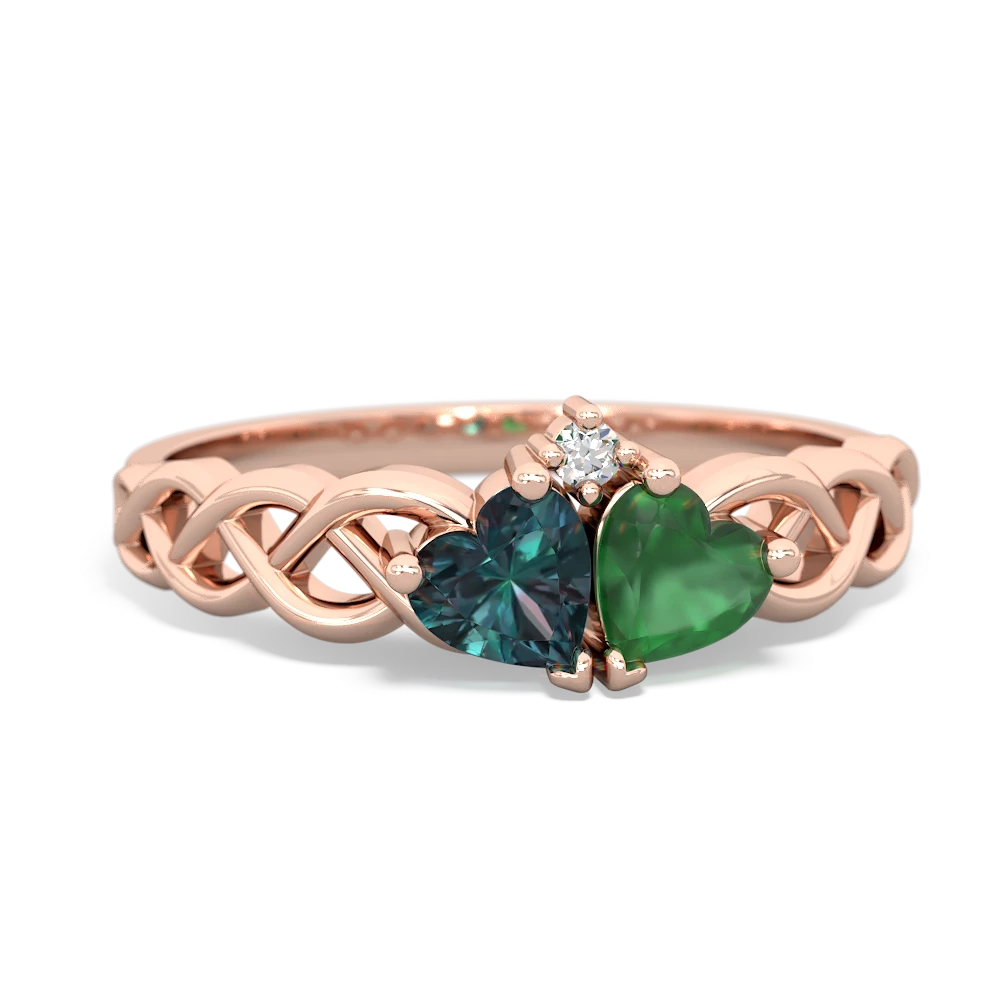 Alexandrite Heart To Heart Braid 14K Rose Gold ring R5870