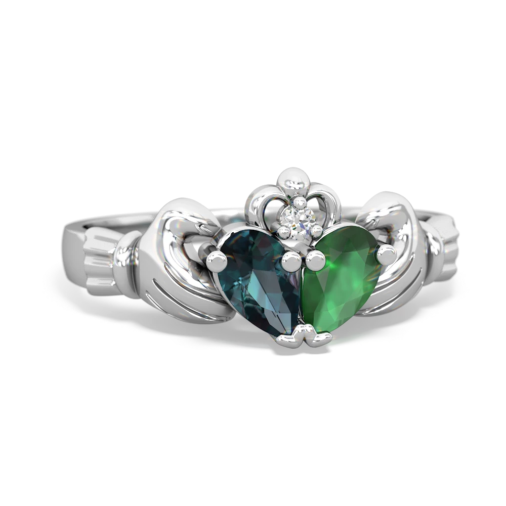 Alexandrite 'Our Heart' Claddagh 14K White Gold ring R2388