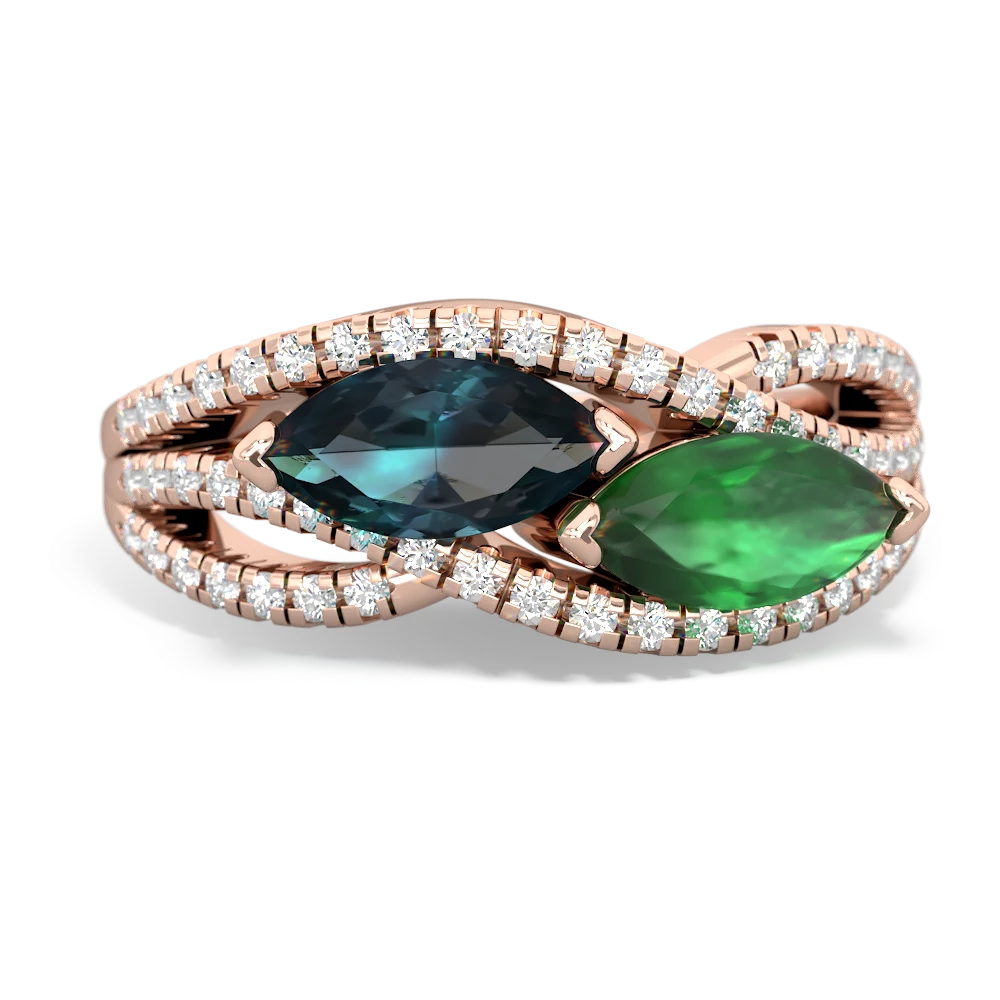 Alexandrite Diamond Rivers 14K Rose Gold ring R3070