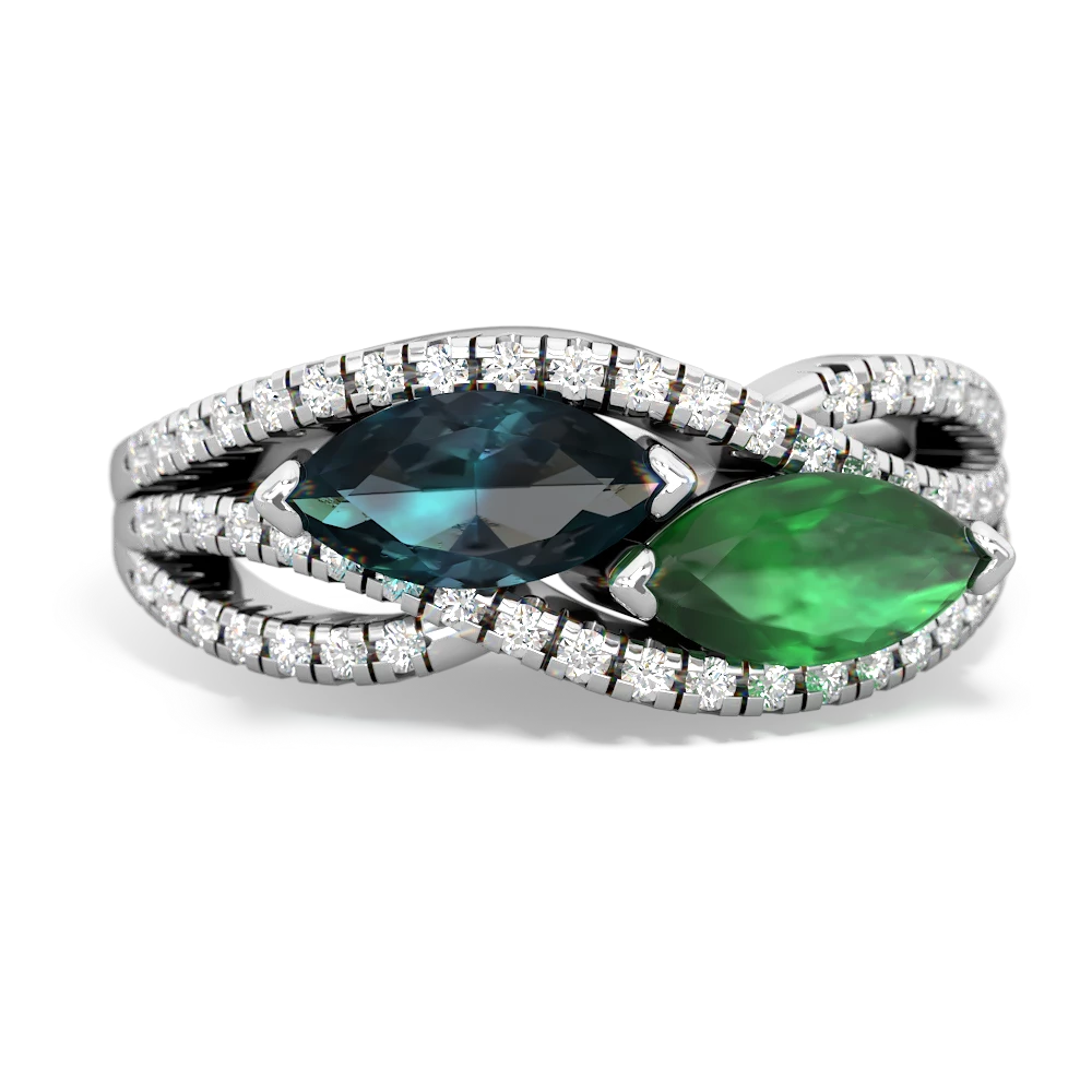 Alexandrite Diamond Rivers 14K White Gold ring R3070