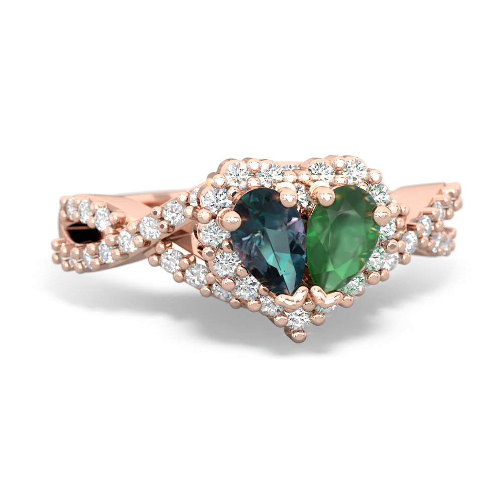 Alexandrite Diamond Twist 'One Heart' 14K Rose Gold ring R2640HRT