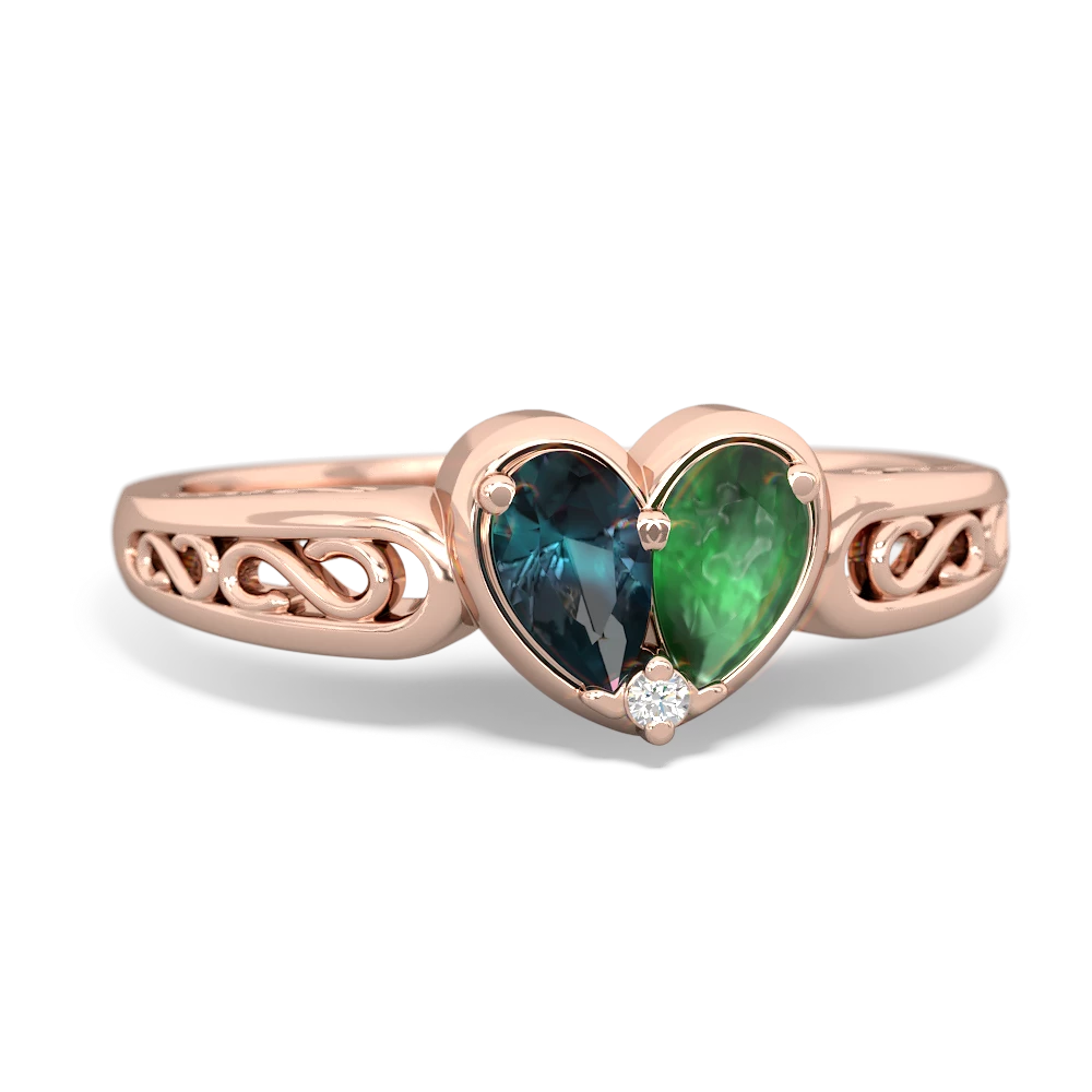 Alexandrite Filligree 'One Heart' 14K Rose Gold ring R5070