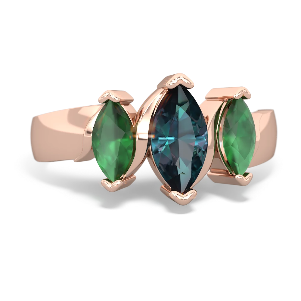 Alexandrite Three Peeks 14K Rose Gold ring R2433