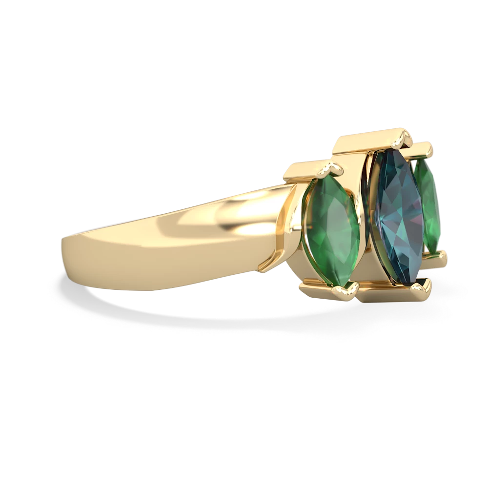 Alexandrite Three Peeks 14K Yellow Gold ring R2433