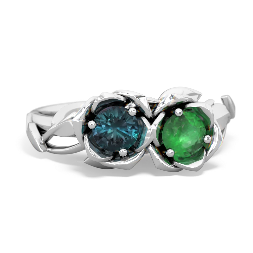 Alexandrite Rose Garden 14K White Gold ring R5510