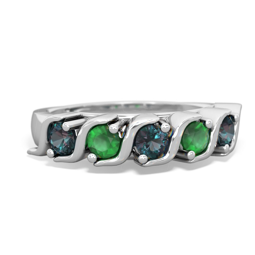 Alexandrite Anniversary Band 14K White Gold ring R2089