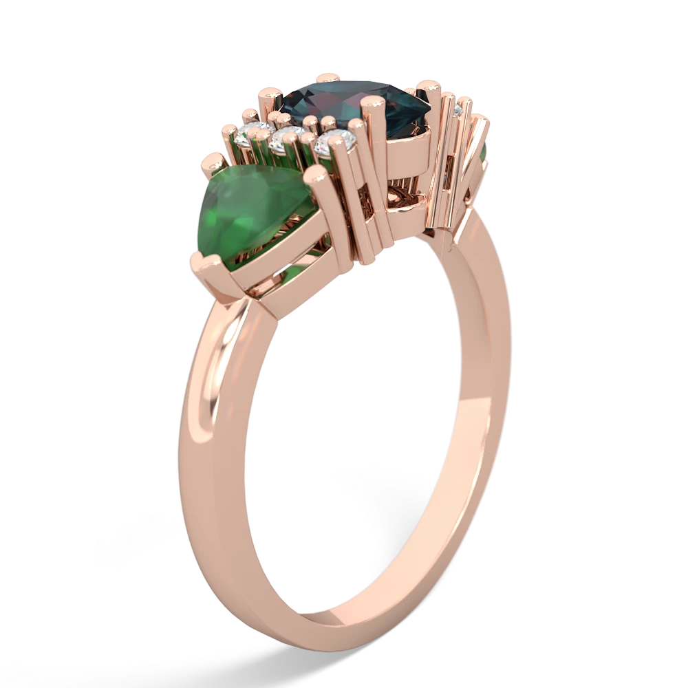 Alexandrite Antique Style Three Stone 14K Rose Gold ring R2186