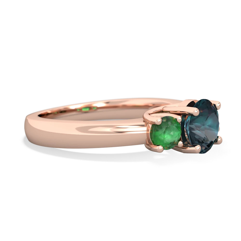 Alexandrite Three Stone Round Trellis 14K Rose Gold ring R4018