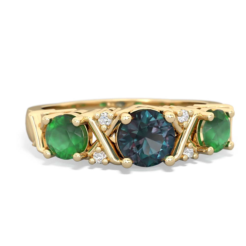 Alexandrite Hugs And Kisses 14K Yellow Gold ring R5016