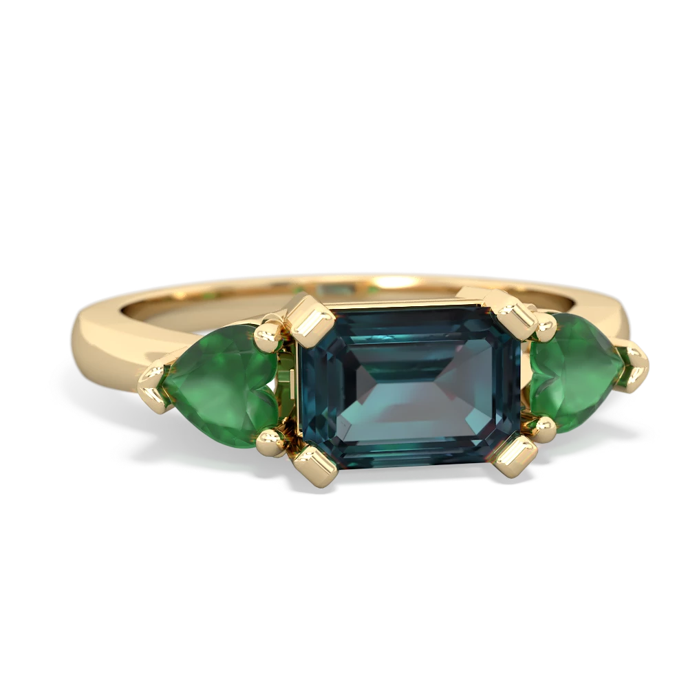 Alexandrite Three Stone 14K Yellow Gold ring R5235