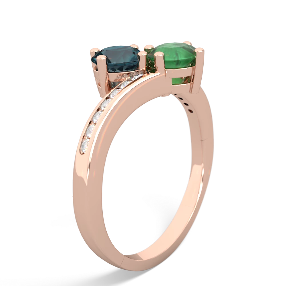 Alexandrite Channel Set Two Stone 14K Rose Gold ring R5303