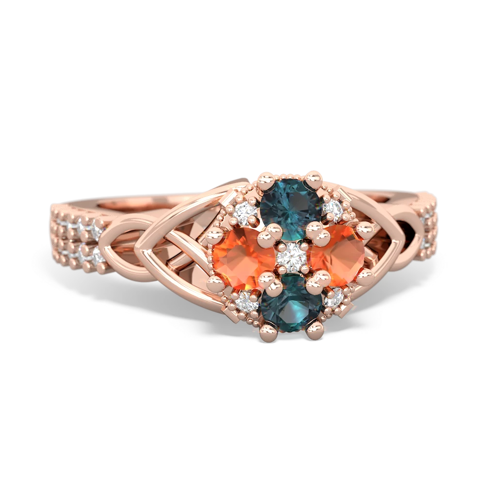 Alexandrite Celtic Knot Cluster Engagement 14K Rose Gold ring R26443RD