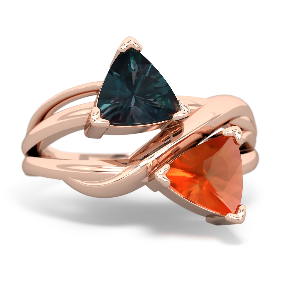 Alexandrite Split Band Swirl 14K Rose Gold ring R2341