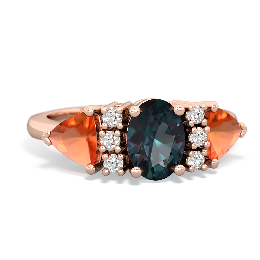 Alexandrite Antique Style Three Stone 14K Rose Gold ring R2186