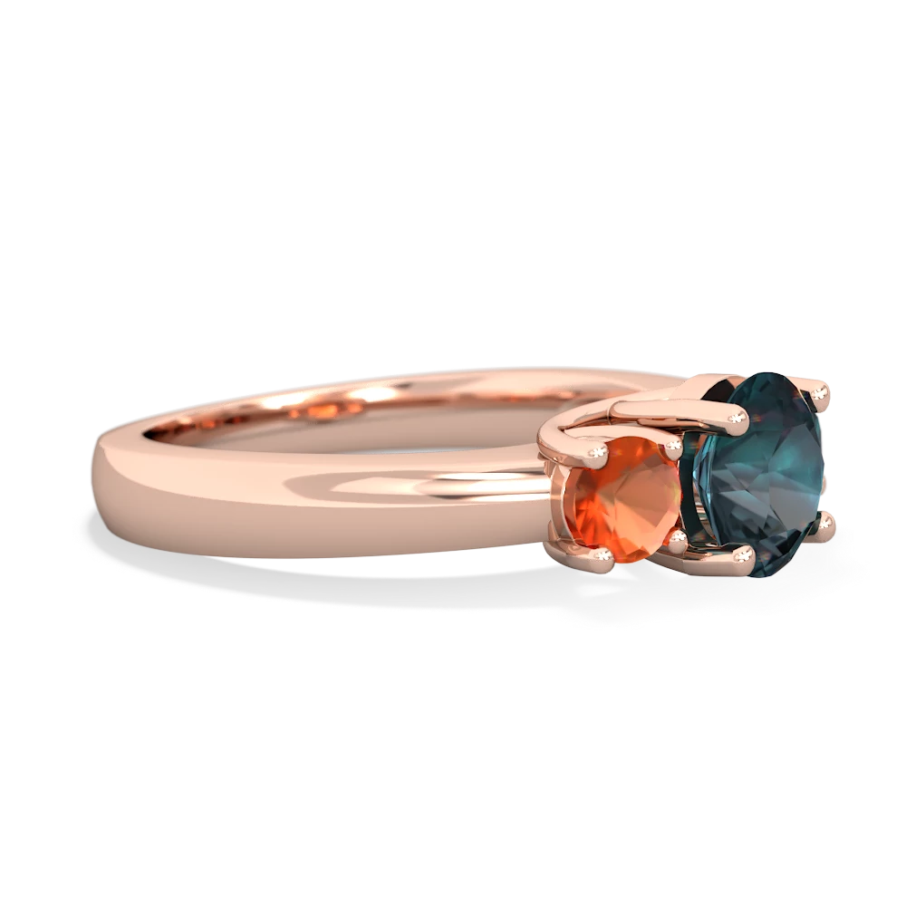 Alexandrite Three Stone Round Trellis 14K Rose Gold ring R4018