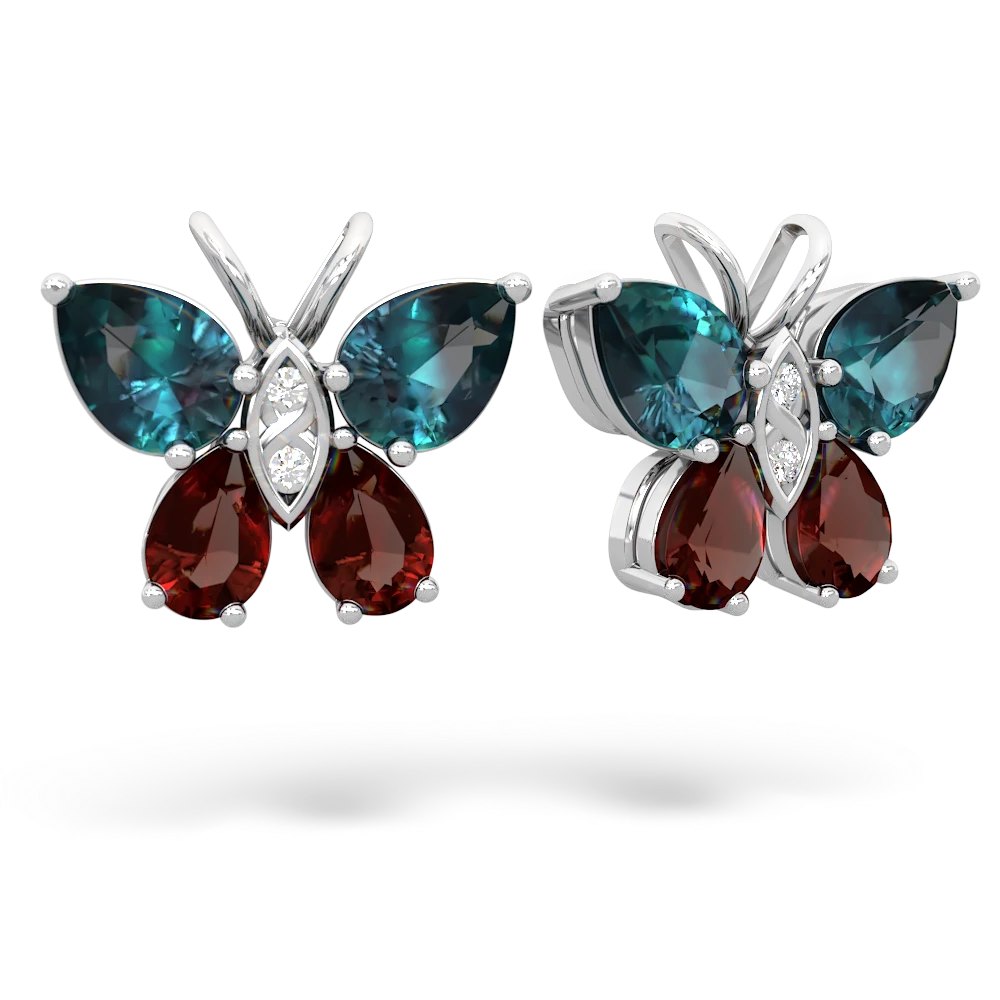 Alexandrite Butterfly 14K White Gold earrings E2215