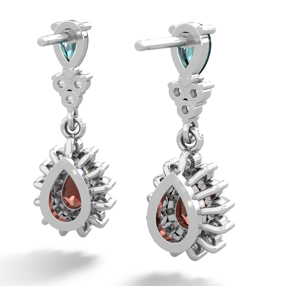 Alexandrite Halo Pear Dangle 14K White Gold earrings E1882