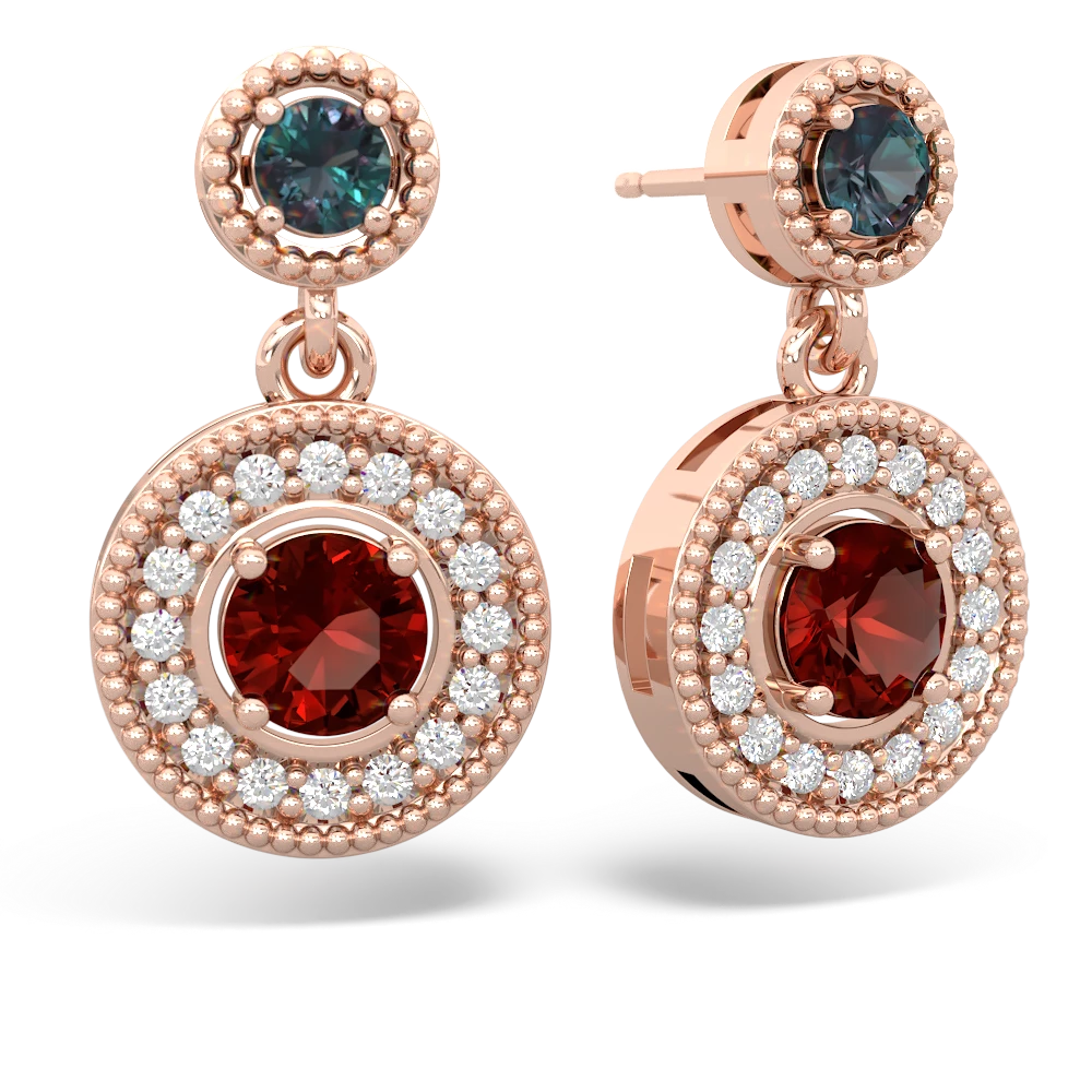 Alexandrite Halo Dangle 14K Rose Gold earrings E5319