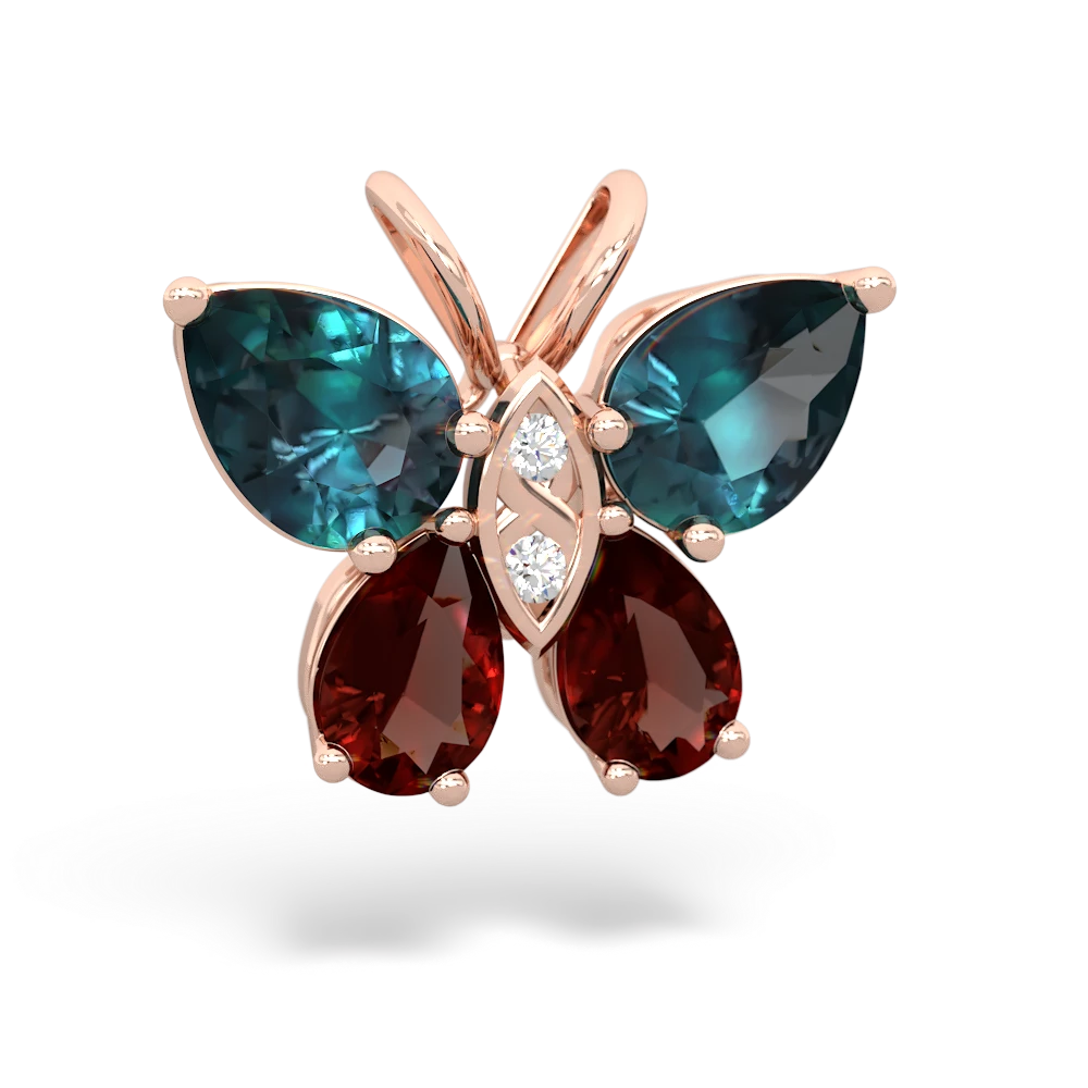 Alexandrite Butterfly 14K Rose Gold pendant P2215